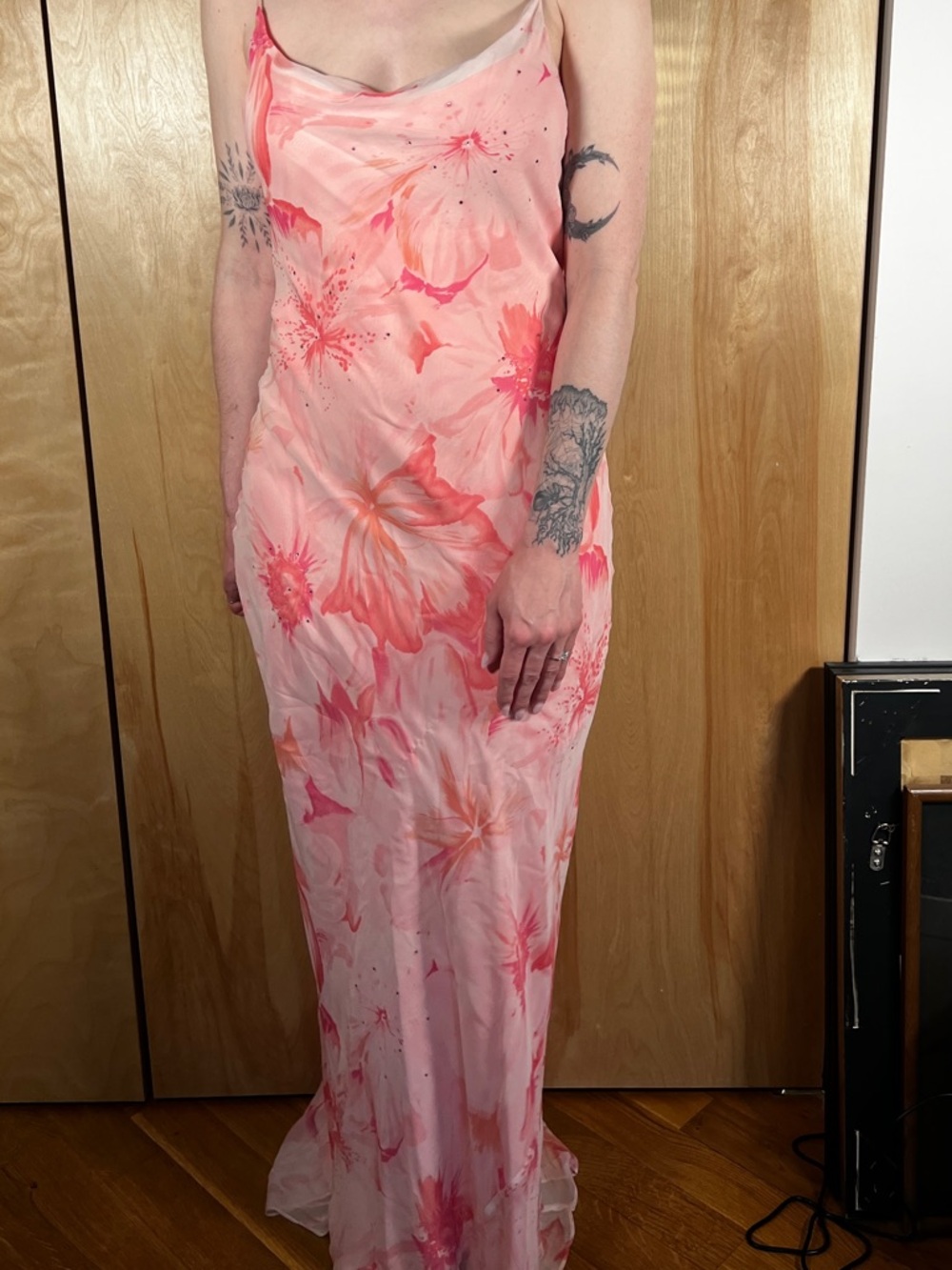 Laundry By Shelli Segal Pink Coral Floral High-Low Slip Dress